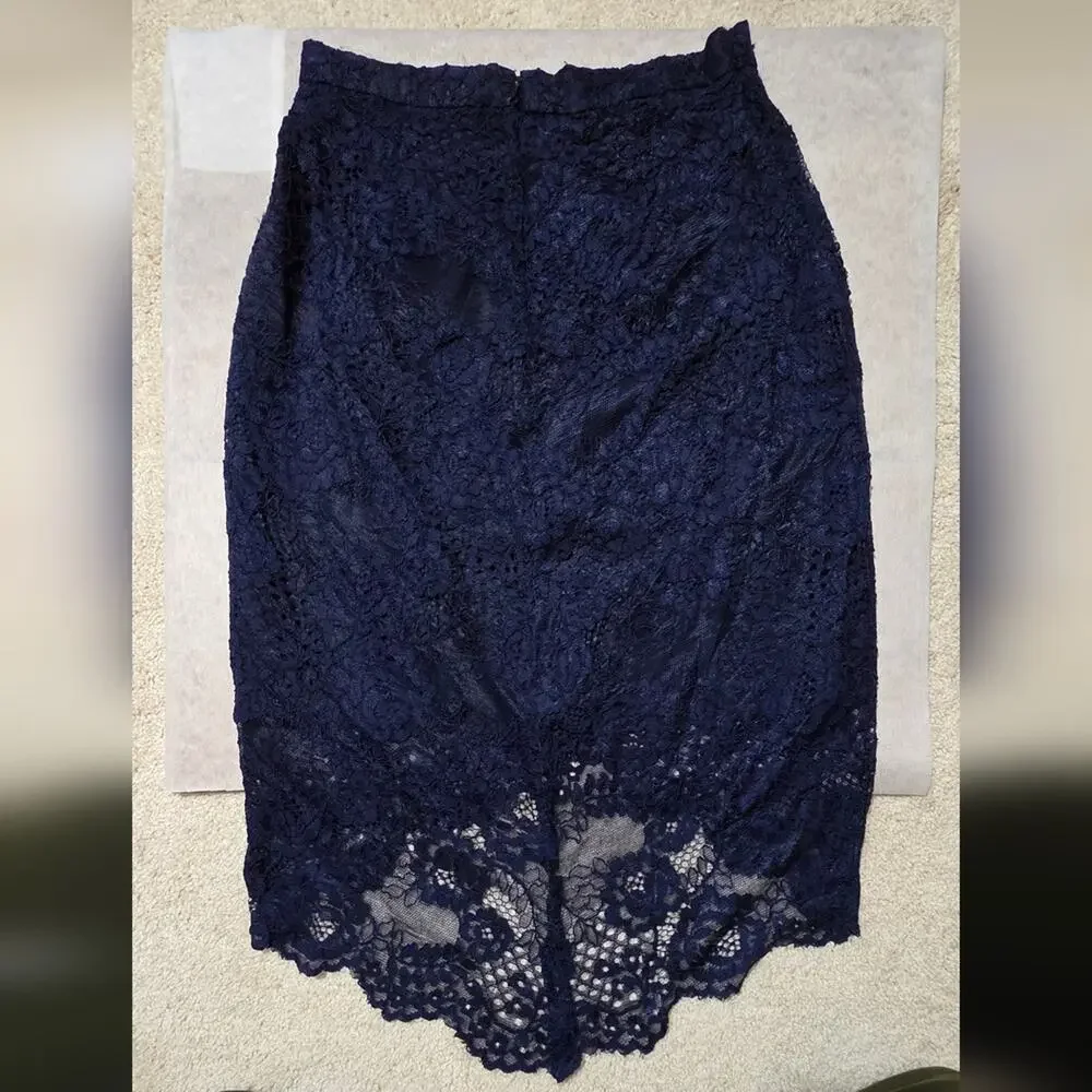 Wayf Midnight Blue Lace Midi Skirt Size Large